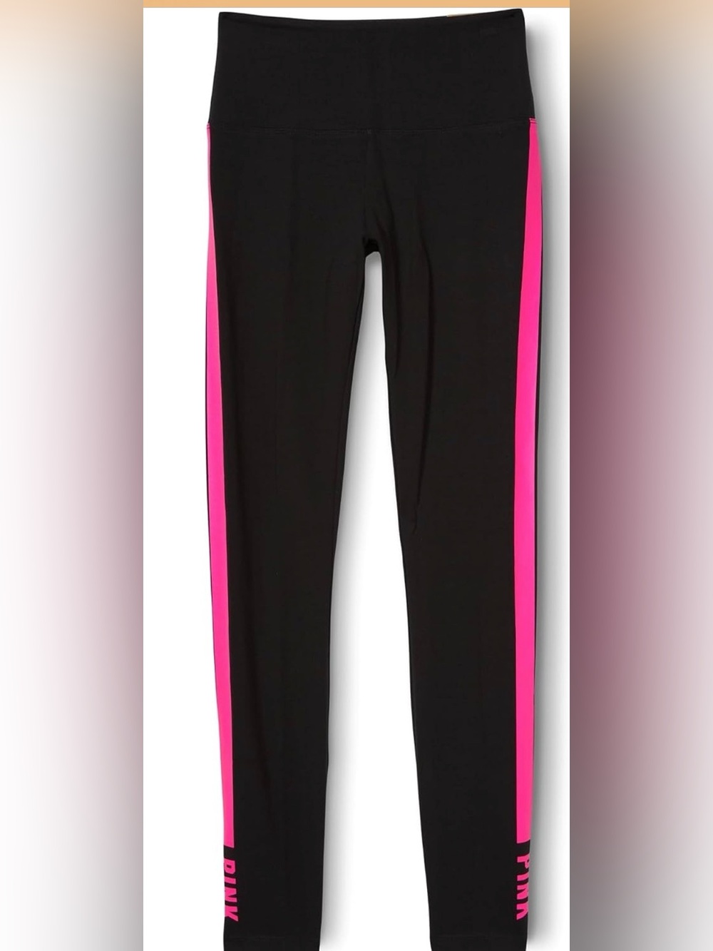 Victoria's Secret PINK High-Waist Logo Stripe Leggings Black Hot Pink XS